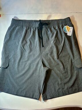 NWT,TRUE NATION 2XLT.Men's Gray Drawstring Cargo Shorts